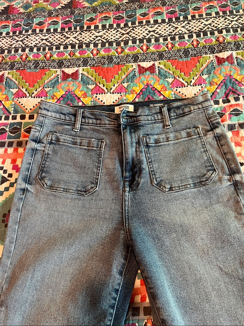 Kensie Light Blue Vintage Luxe Savannah High Rise Flare 8/29 - Picture 7 of 11